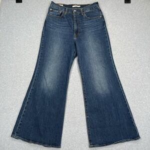 Levi's Ribcage Bell Jeans Womens 30 (31x29) Blue Super High Rise Flare Wide Leg